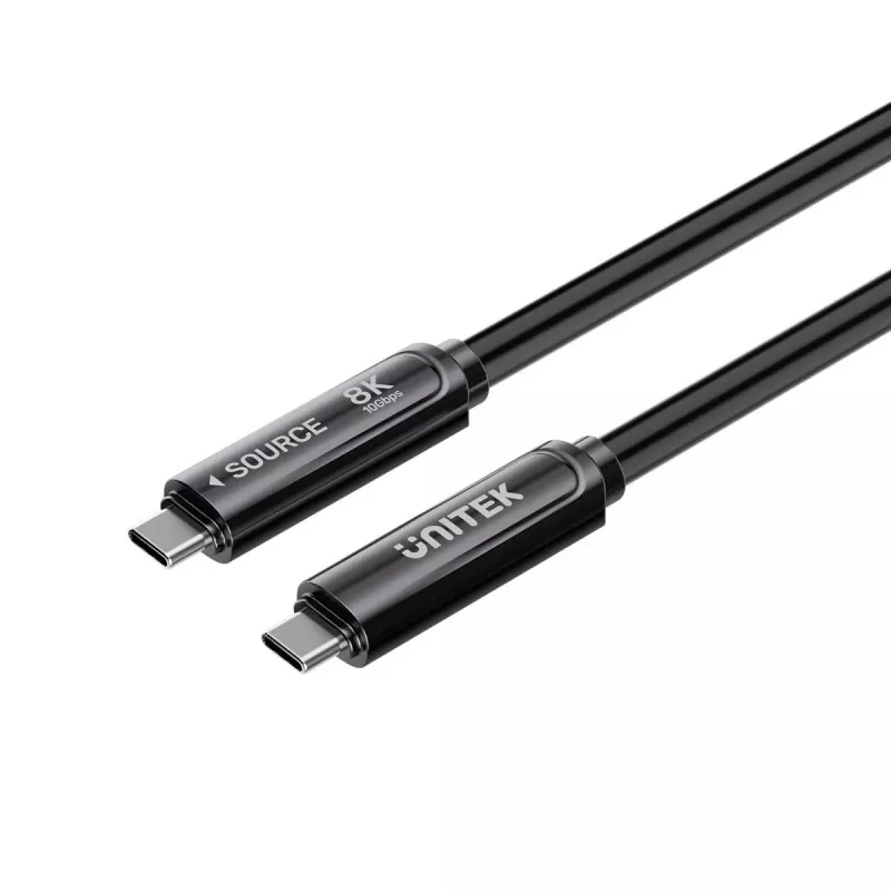 UNITEK cabo ótico ativo USB-C 7m – 10Gbps, PD60W, 8K@30Hz, preto