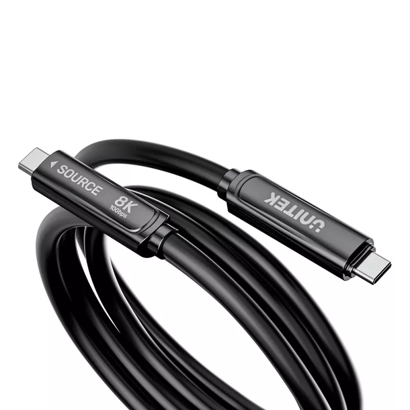 UNITEK cabo ótico ativo USB-C 7m – 10Gbps, PD60W, 8K@30Hz, preto