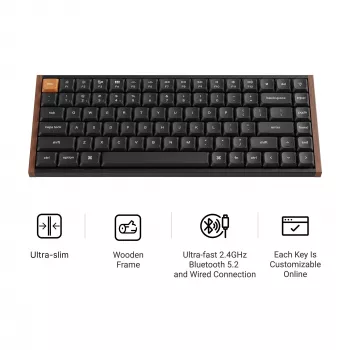 Keychron K3M-F1 75% teclado mecânico Low-Profile, Gateron Red Switch, RGB Hot-Swap, Bluetooth 5.1 e USB-C, preto