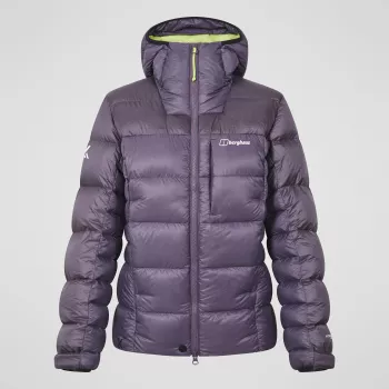 Casaco de penas com capuz de mulher Berghaus MTN Arete Ultra Down Hoody - Purple Planet, tamanho M