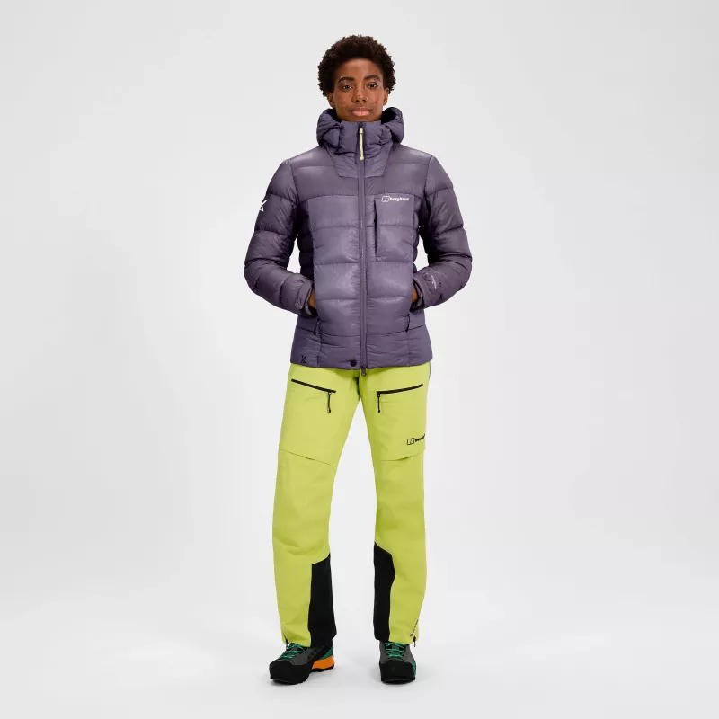 Casaco de penas com capuz de mulher Berghaus MTN Arete Ultra Down Hoody - Purple Planet, tamanho M