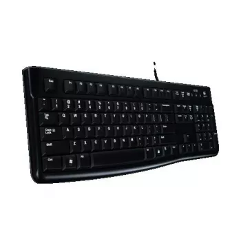 Logitech teclado K120 RU - com fio USB tamanho completo layout russo, resistente a salpicos, preto