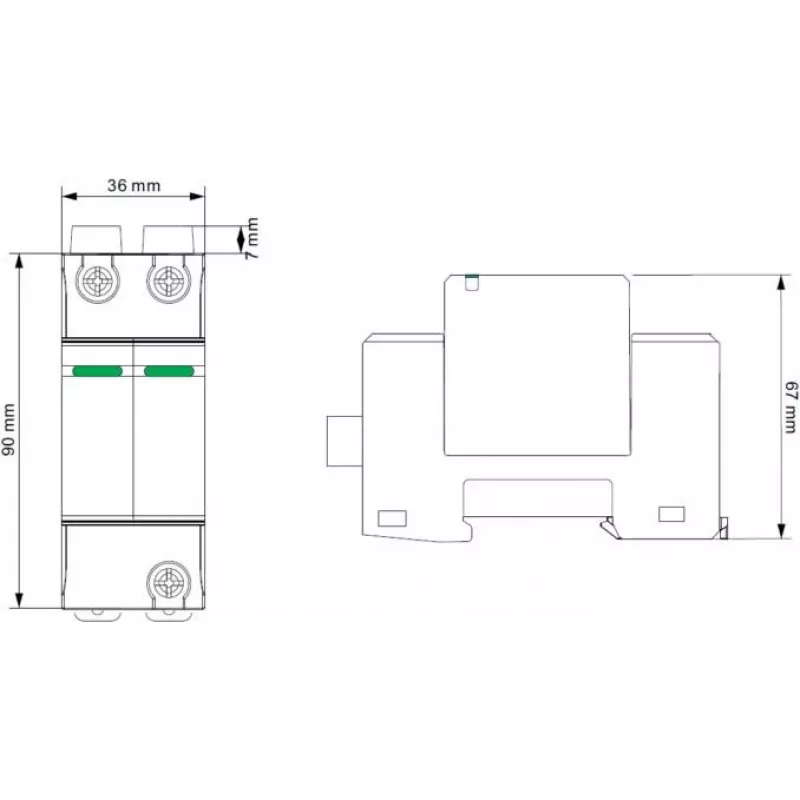 VCX DC C2P 1000V PV30 dispositivo de proteção contra sobretensões tipo 2 2P 1000V DC para instalações fotovoltaicas