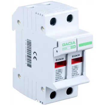 VCX Pro base de fusível 2 polos 32A 400V AC 10x38mm calha DIN