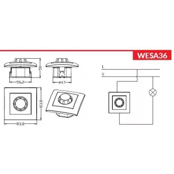 VCX WESA LC 36A Dimmer rotativo LED 200/600W branco