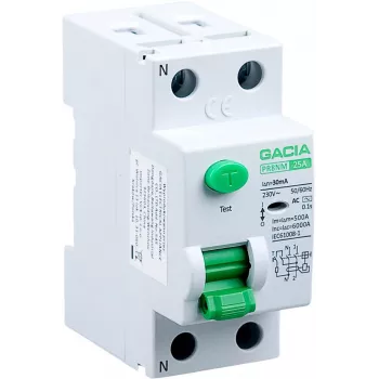 GACIA PR8NM 2P 25A 30mA AC Interruptor diferencial RCCB 6kA 2 módulos