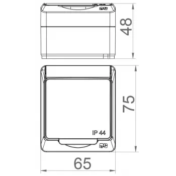 ELEKTRO-PLAST NASIELSK Hermes Tomada individual de sobrepor resistente às intempéries com contacto de proteção 16A IP44 Tampa cor de fumo GNT 0321-01