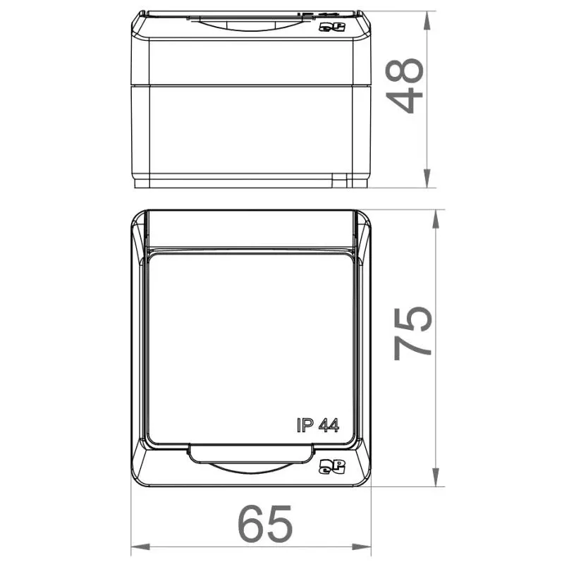ELEKTRO-PLAST NASIELSK Hermes Tomada individual de sobrepor resistente às intempéries com contacto de proteção 16A IP44 Tampa cor de fumo GNT 0321-01