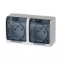 ELEKTRO-PLAST NASIELSK Hermes GNT Tomada dupla resistente às intempéries 16A IP44 com tampa cor de fumo 0322-01