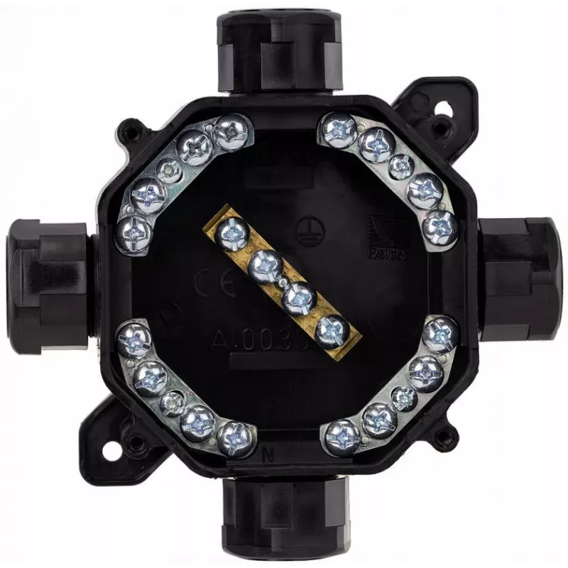 PAWBOL A.0035C Caixa hermética de sobrepor PG16, IP67 (5x4mm²), preto