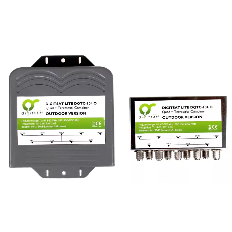 AXING SUMATOR DIGISAT QUAD+TV DQTC-104 Multiswitch 8 entradas de satélite 1 entrada terrestre 4 saídas de participante