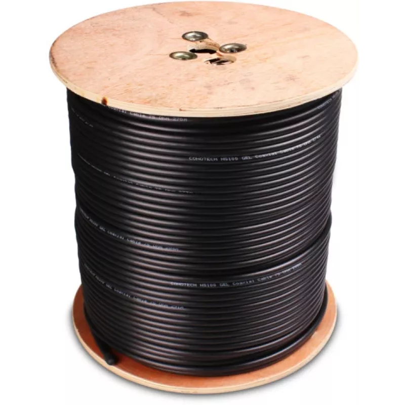 Cabo coaxial CONOTECH NS-752 NS100 TRI com gel preto - rolo 300m