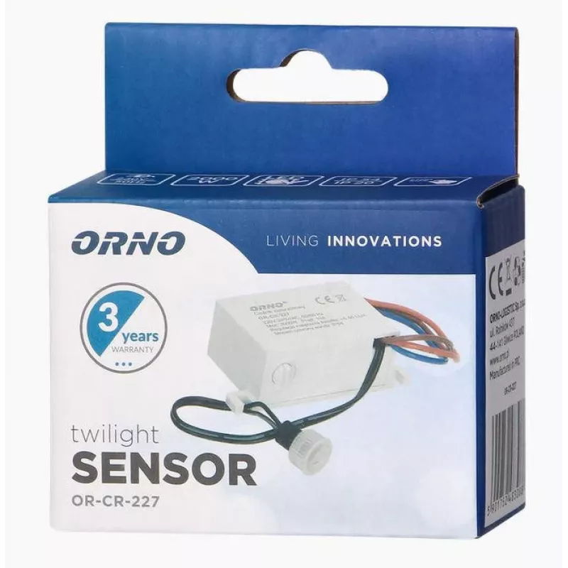 Sensor crepuscular ORNO OR-CR-227 MINI com sensor externo, IP54