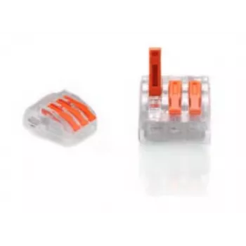 TRYTYT PC-233 Conector de emenda de alavanca de 3 vias 0,2-4,0 mm² 50 unidades transparente laranja