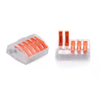 TRYTYT PC-235 Conector de fios push-in de 5 vias 0,2-4,0mm² pack de 30 Transparente Laranja