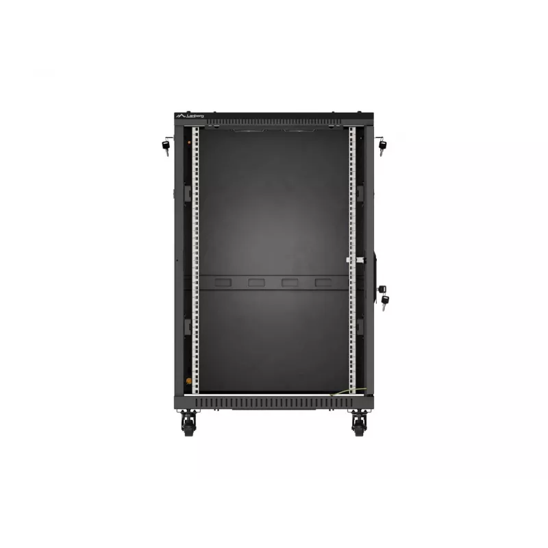 Lanberg Armário de chão 19 polegadas 18U 600x600 Preto com porta de vidro (Flat Pack)