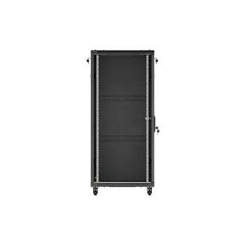 LANBERG Armário rack de servidor de chão 19 polegadas 27U 600x1000 mm Preto Porta de vidro temperado (Flat Pack)