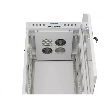 LANBERG Caixa de chão 19 polegadas 22U 600x600 mm Cinzento com porta de vidro temperado e ecrã LCD (Flat Pack)