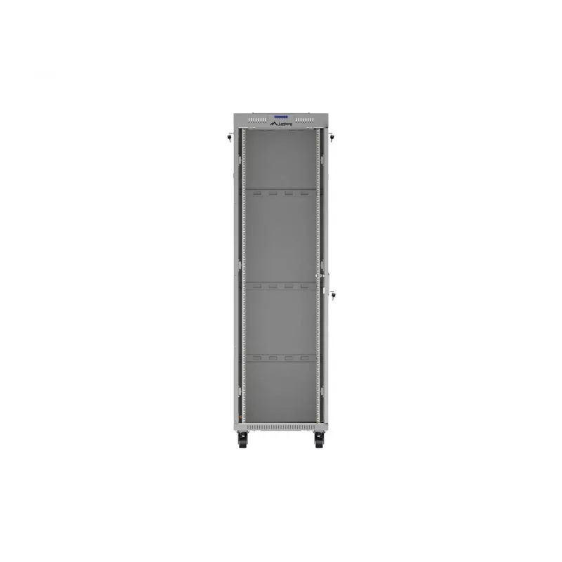 LANBERG Armário de chão 19 polegadas 42U 600x1000 mm Cinzento, porta de vidro temperado, ecrã LCD, Flat Pack