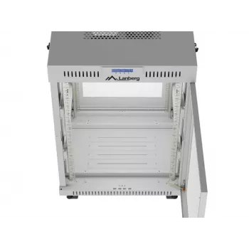 Lanberg Armário de chão 19 polegadas 15U 600x800 Cinzento com porta perfurada e LCD (Flat Pack)
