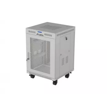Lanberg Armário de chão 19 polegadas 15U 600x800 Cinzento com porta perfurada e LCD (Flat Pack)