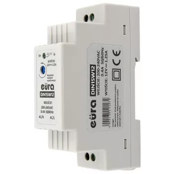 EURA DIN15W12 Fonte de alimentação para calha DIN 12V 1,25A 15W