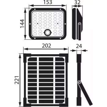 BEMKO SOLPAR Holofote LED solar 10W 1500lm 3000/4000K IP65 Preto com sensor PIR