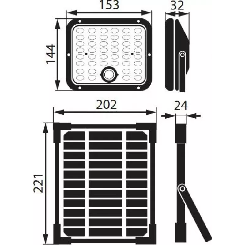 BEMKO SOLPAR Holofote LED solar 10W 1500lm 3000/4000K IP65 Preto com sensor PIR