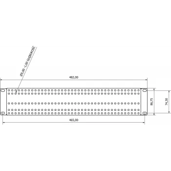 ATTE ADD-RACK2U1 Adaptador de montagem em rack 2U 19 polegadas com orifícios de montagem simples, preto
