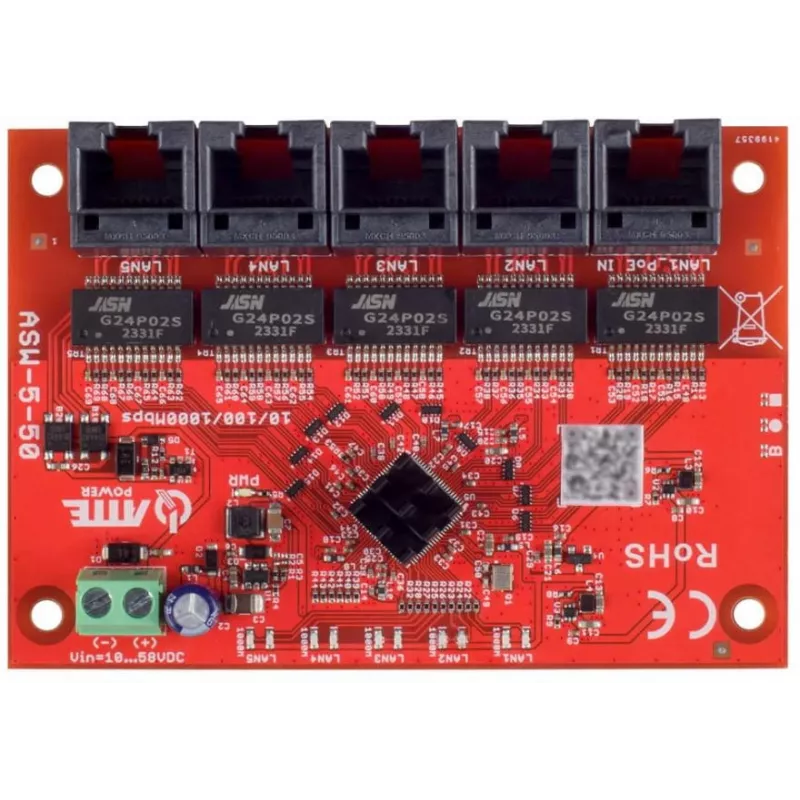 ATTE ASW-5-50-OF Switch PoE não gerido de 5 portas, 4 portas PoE, orçamento 50W, 10/100 Mbps, caixa metálica