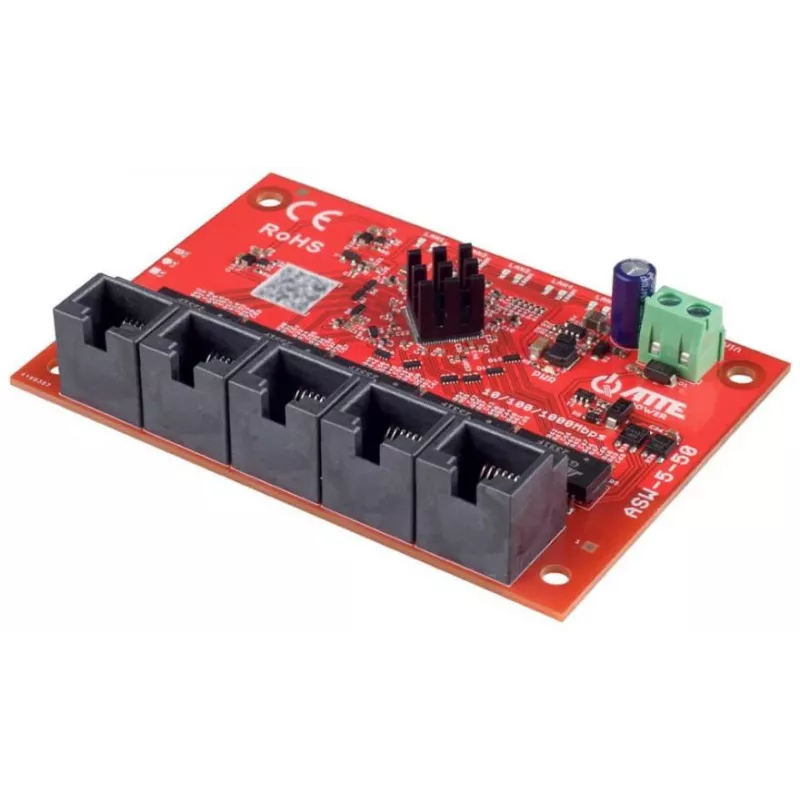 ATTE ASW-5-50-OF Switch PoE não gerido de 5 portas, 4 portas PoE, orçamento 50W, 10/100 Mbps, caixa metálica
