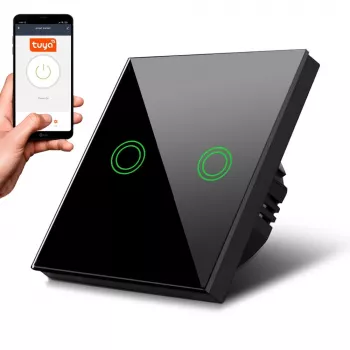 MACLEAN MCE714B Interruptor de Luz Tátil WiFi 2 Vias, Preto
