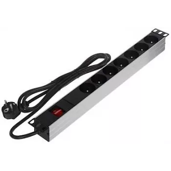 DELTA PD-7/RACK Régua de tomadas 7 tomadas 19 polegadas montagem em rack 1U Schuko preto
