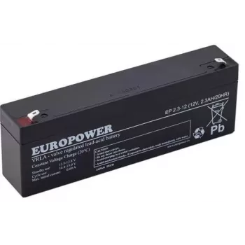 EUROPOWER EP 2.3-12 bateria AGM 12V 2,3Ah 6-9 anos de vida útil de projeto