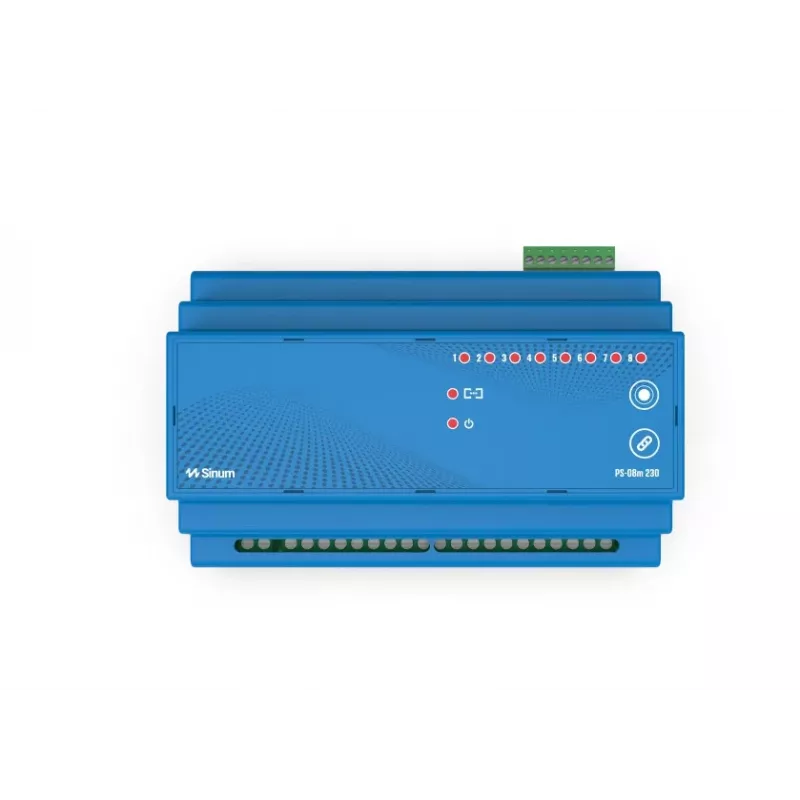 Tech Sterowniki PS-08M 230 relé com fios para calha DIN, azul
