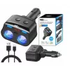 MBG Line HC69PD Splitter de isqueiro 3 vias com 2x USB-C PD 30W e 2x USB-A QC 3.0, indicador de tensão LED, 180W