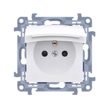 KONTAKT SIMON 10 Tomada individual com contacto de proteção, branca, IP44, terminais de parafuso, 16A 250V