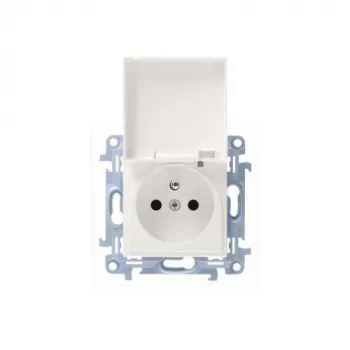 KONTAKT SIMON 10 Tomada 1 módulo branca com tampa IP44 terminais de mola 16A 250V