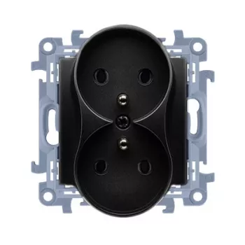 KONTAKT SIMON 10 Módulo Tomada dupla 2x Z/U terminais de parafuso 16A 250V preto mate