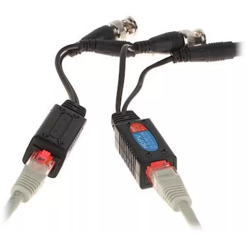 DELTA Conjunto de balun de vídeo passivo TR-1RJ-HD (2 unidades) - 8MP 4K HD-CVI/HD-TVI/AHD/CVBS, BNC para RJ45, preto