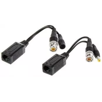 DELTA Conjunto de balun de vídeo passivo TR-1RJ-HD (2 unidades) - 8MP 4K HD-CVI/HD-TVI/AHD/CVBS, BNC para RJ45, preto