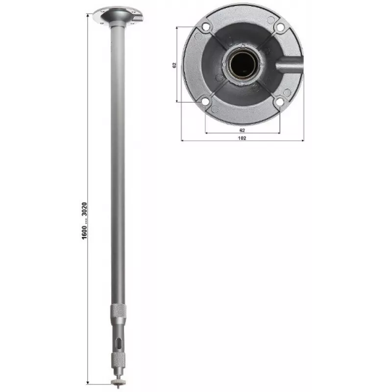 DELTA Suporte de teto telescópico para câmara BR-150X300