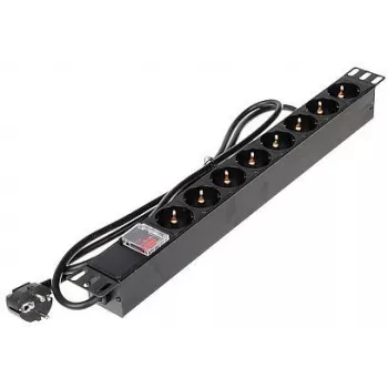 DELTA Unidade de distribuição de energia (PDU) para rack 19 polegadas 1U PD-8/RACK-N de 8 tomadas - 230V 16A 3680W Schuko
