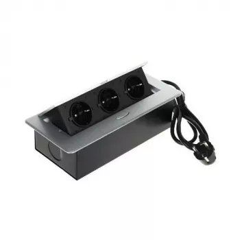 DELTA Régua de tomadas para móveis FPS-3S/CABLE com 3 tomadas, cabo 1,5 m, preto