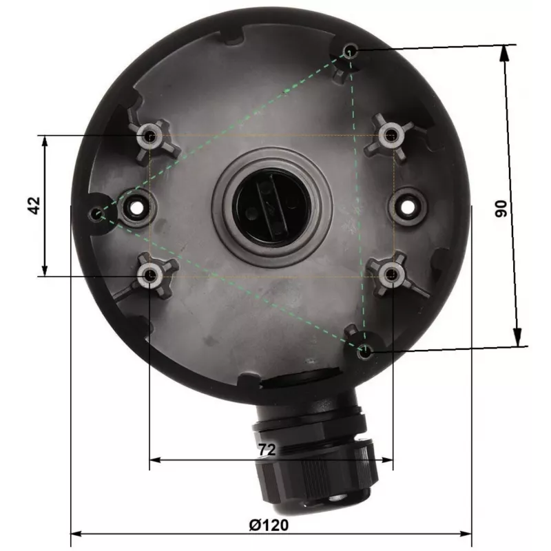 DELTA Caixa de ligação / suporte de câmara STG-1280ZJ-DM46(BLACK), preto, liga de alumínio