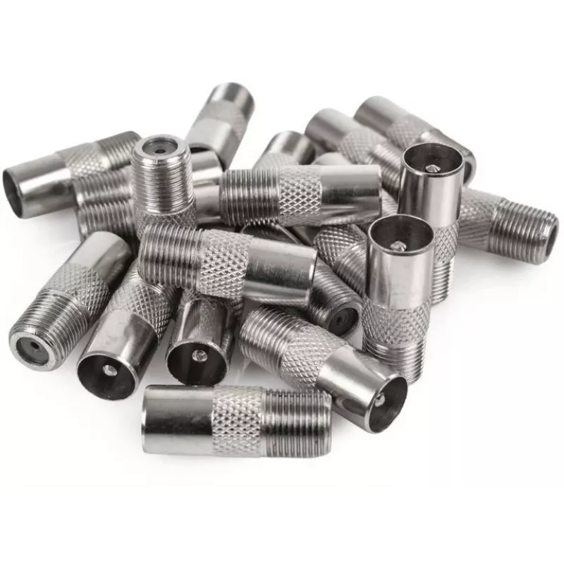 Adaptador coaxial F-Type fêmea para TV macho Spacetronik - pack de 100