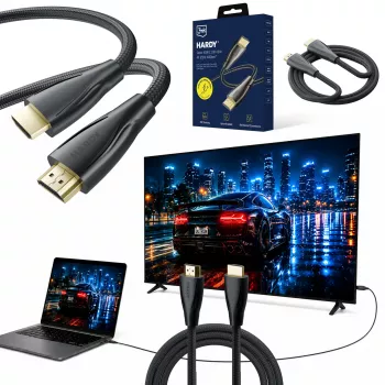 3MK PROTECTION Hardy HDMI 2.1 5m Ultra High Speed 48Gbps 8K60Hz 4K120Hz eARC VRR ALLM preto
