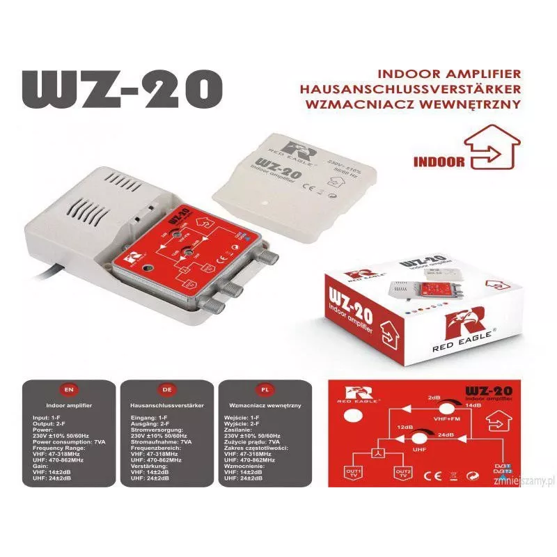 Amplificador de antena DVB-T/T2 RED EAGLE WZ-20