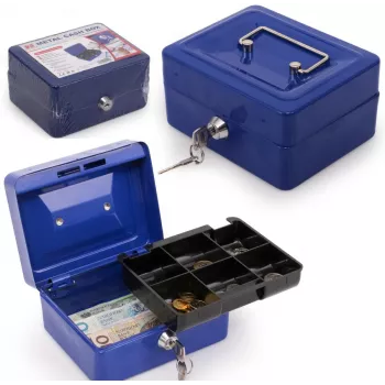 Caixa de dinheiro metálica RED EAGLE BOX-150 com fechadura de cilindro, vermelha