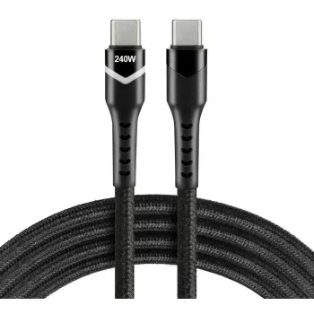 Cabo USB-C para USB-C 2m 240W RGB LED preto CBB-2PDRS
